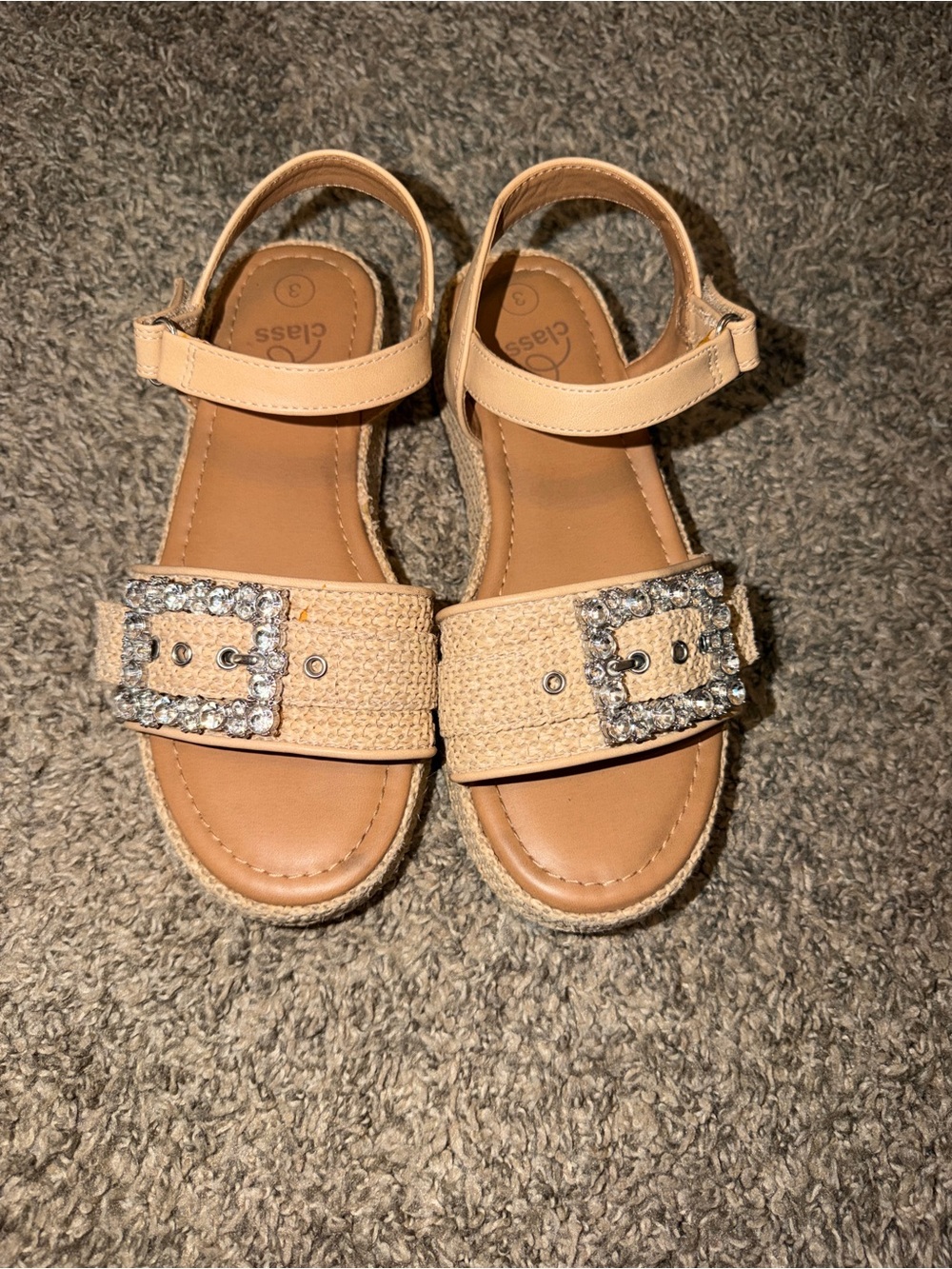 Art class Classic Neutral Girls' Sandals with Sparkle Buckle